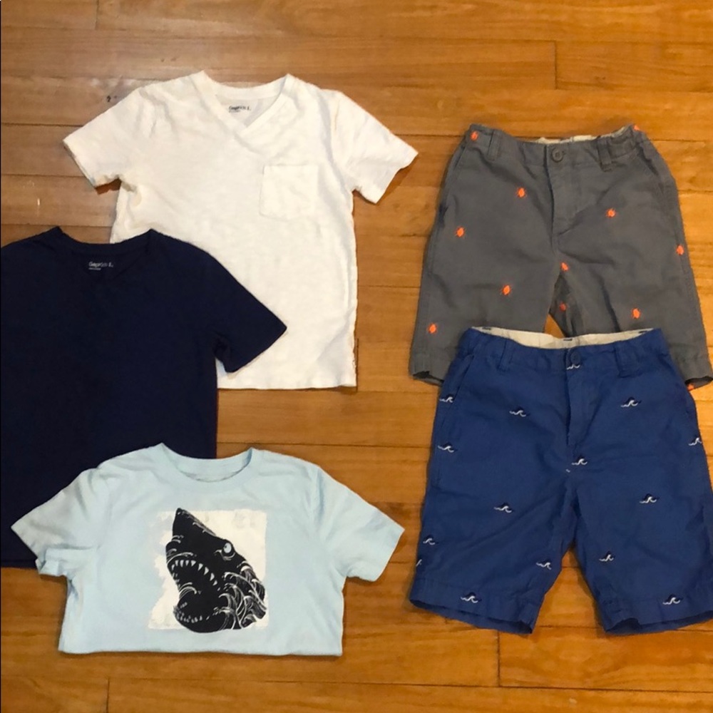 GAPKIDS CHINO SHORTS V NECK TEE LOT 5 PC 6 7 S EUC